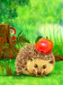 Happy Cartoon Hedgehog & Apple